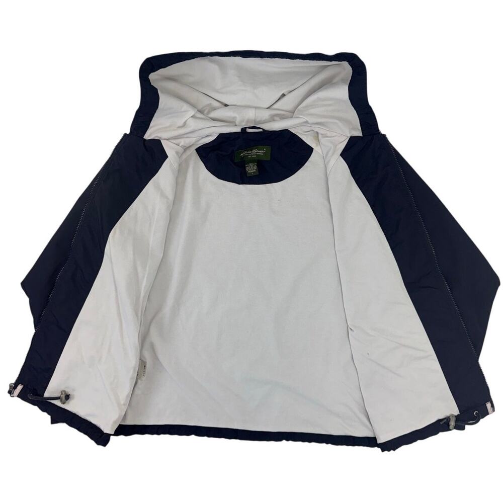 Eddie Bauer Women's Hooded Jersey Lined Jacket Navy Large Full Zip - Picture 4 of 9